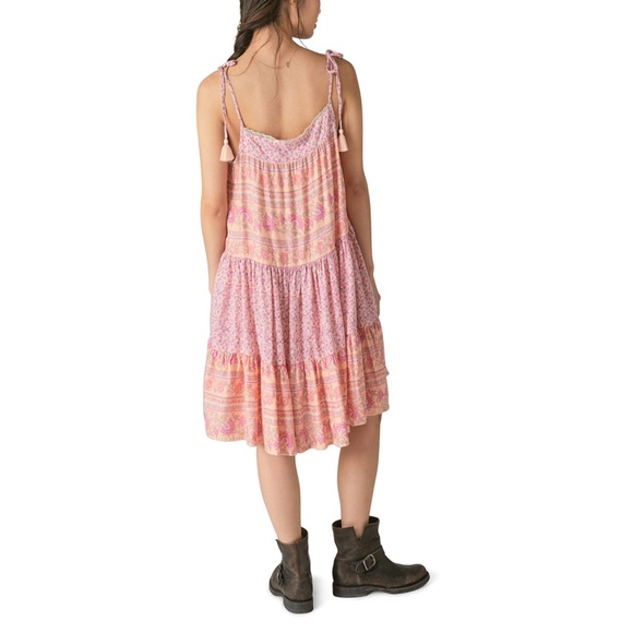 Lucky Brand Boho Midi Dress Woman’s Size Mixed Floral Print Pink Lavender NWT - Picture 9 of 14